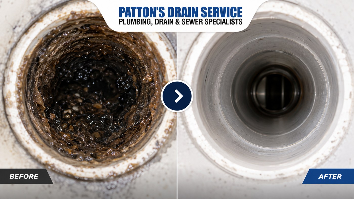 Before and after main line cleaning